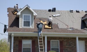 Working on roof repair